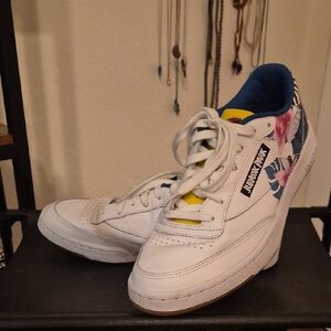 Reebok White and Blue Floral Sneakers